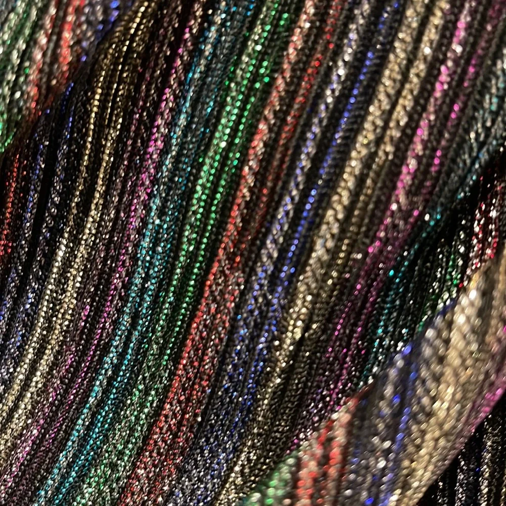 Rhea Costa evening metallic multicolored long sleeve dress